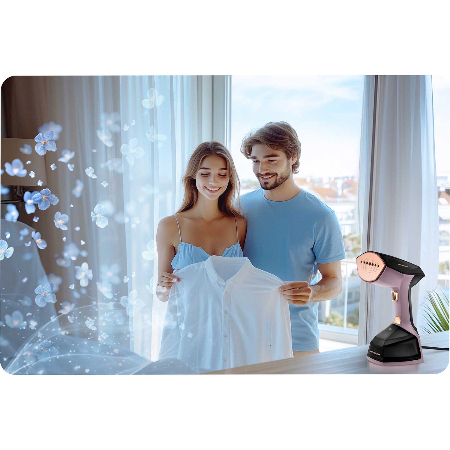 Steamer pentru imbracaminte Berdsen, 2000 W, 45g/min, rezervor 360 ml, set complet