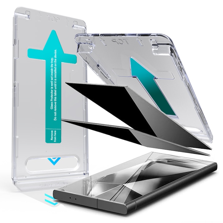 Folie de protectie ecran din sticla temperata anti-spion fara margini negre (versiune explosion-proof) pentru Samsung Galaxy S24 Ultra — Protectie profesionala, rezistenta la zgarieturi si socuri, tehnologie de dedusare automata a prafului