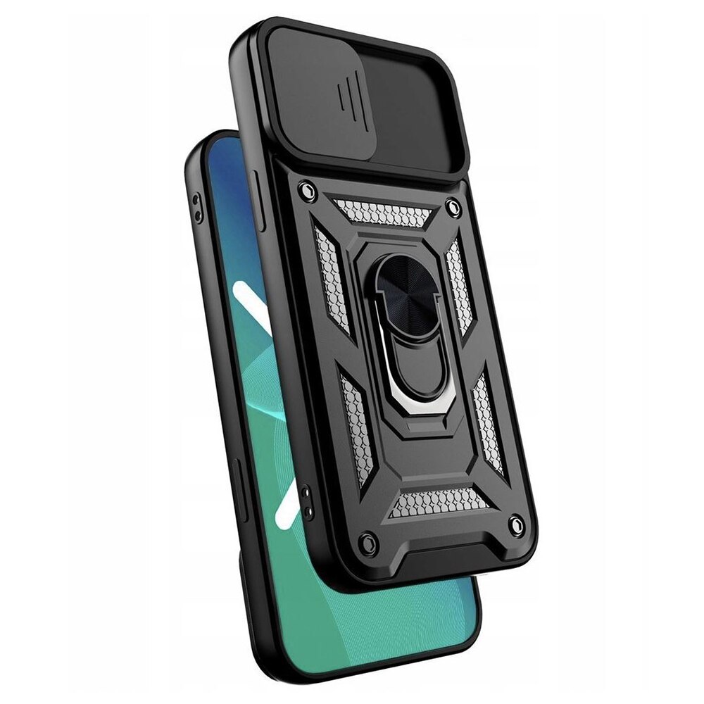 Husa pentru iPhone XS Max Premium Hybrid Armor Kickstand, Slider Camera, Antisoc, Protectie Superioara, Negru