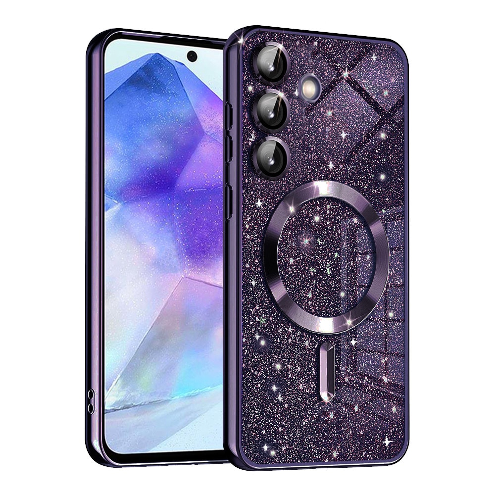 Husa cu sclipici pentru Samsung Galaxy A55 5G, Luxury Glitter MagSafe, Deep Purple