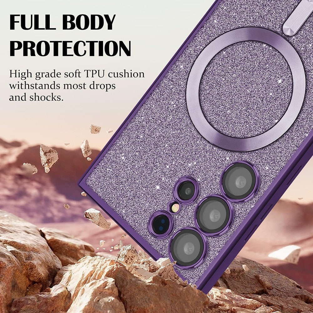 Husa cu sclipici pentru Samsung Galaxy A55 5G, Luxury Glitter MagSafe, Deep Purple
