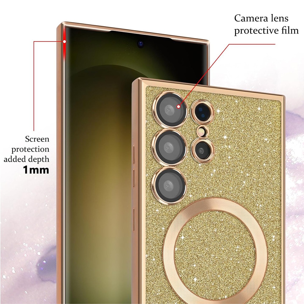Husa cu sclipici pentru Samsung Galaxy A55 5G, Luxury Glitter MagSafe, Deep Purple