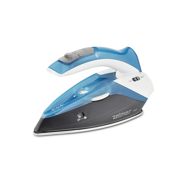 Fier de calcat portabil Zelmer ZIR0500 Trip 1100W, abur continuu 15 g/min, maxim 75 g, albastru, 60 ml