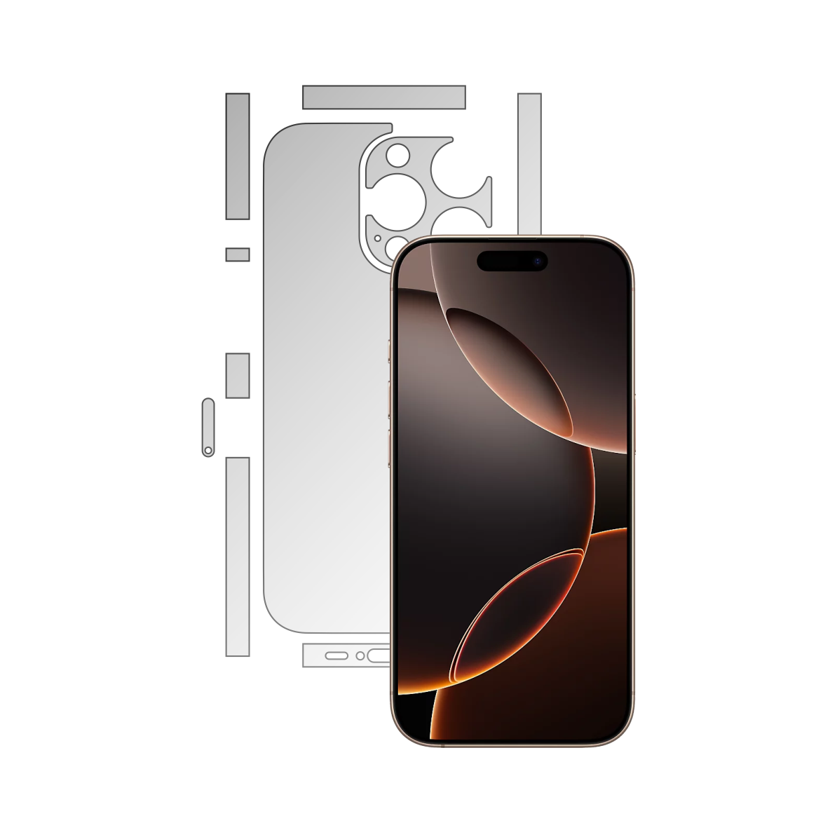 Folie Protectie Spate iSkinz pentru Apple iPhone 16 Pro - Invisible Skinz HD, Split Cut, Siliconica Ultra-Clear pentru Carcasa Spate, Skin Adeziv Transparent