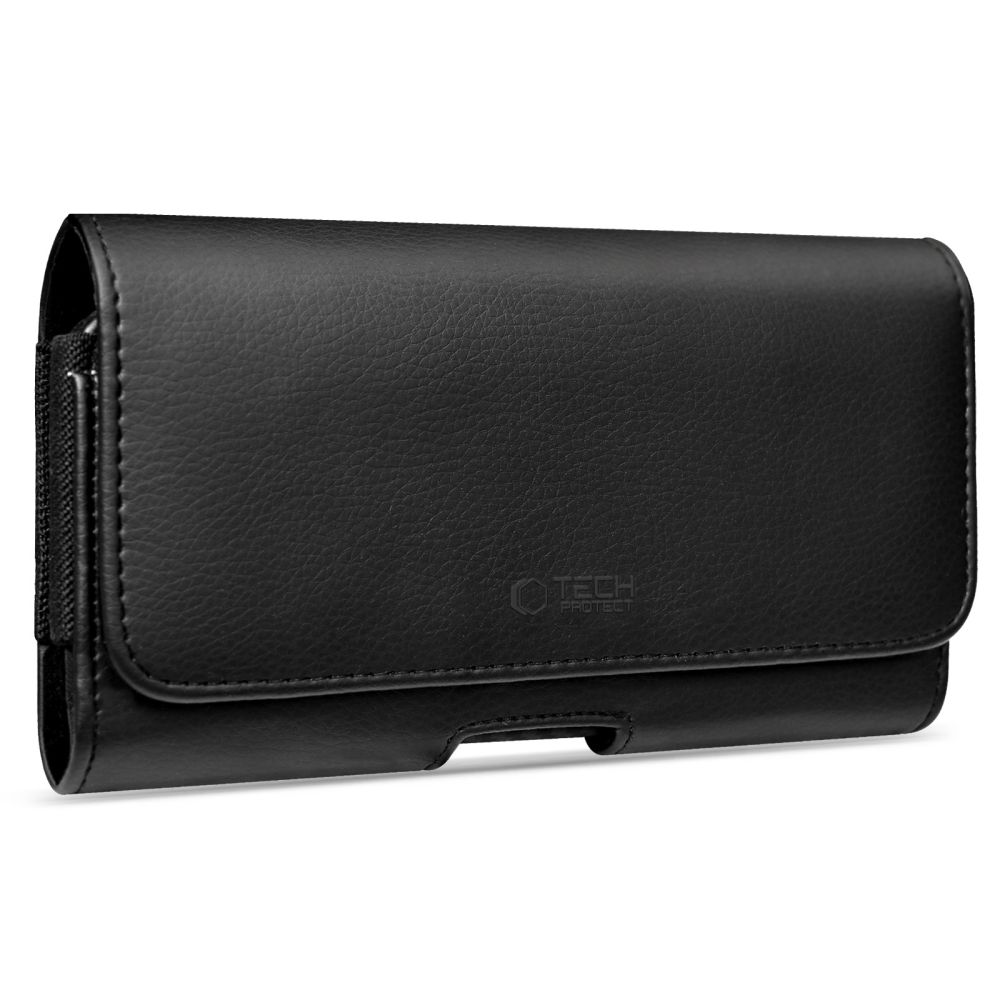 Husa universala pentru telefon Tech-Protect SM80, Piele ecologica, 5.8–6.8 inch, Negru