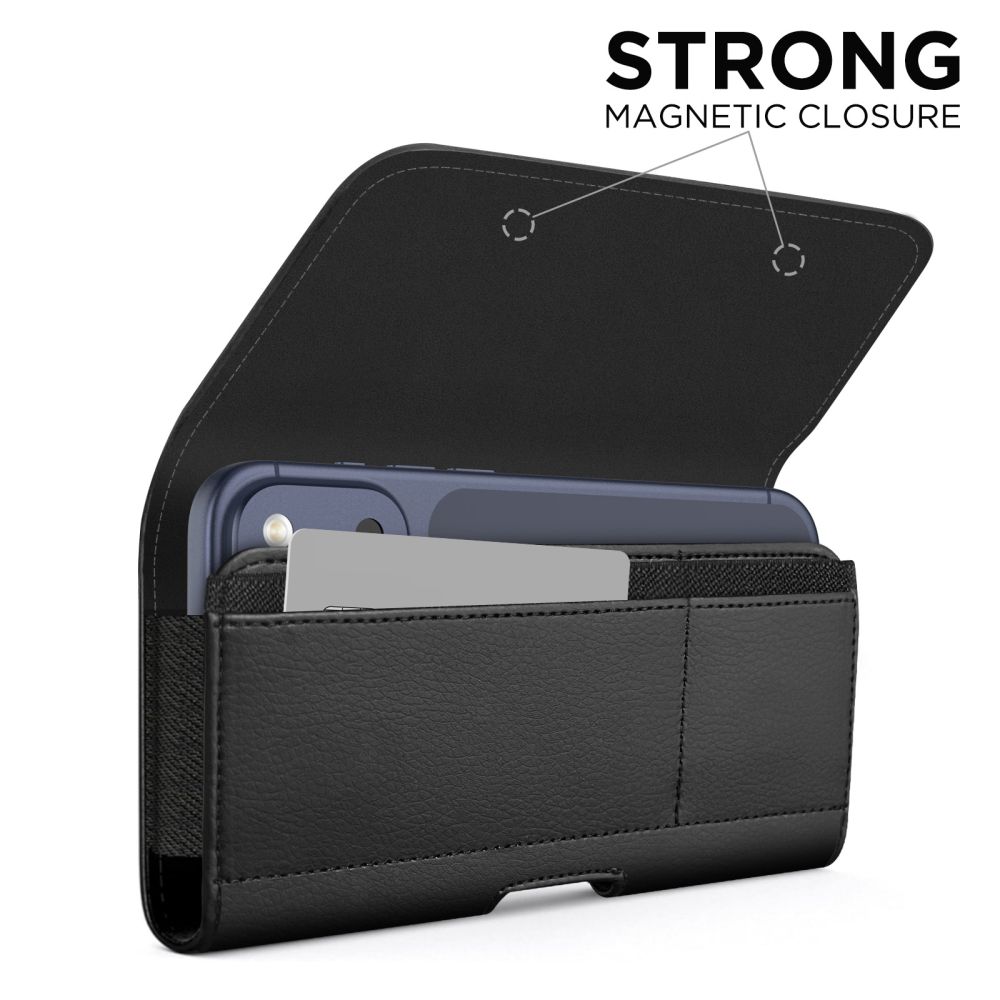 Husa universala pentru telefon Tech-Protect SM80, Piele ecologica, 5.8–6.8 inch, Negru