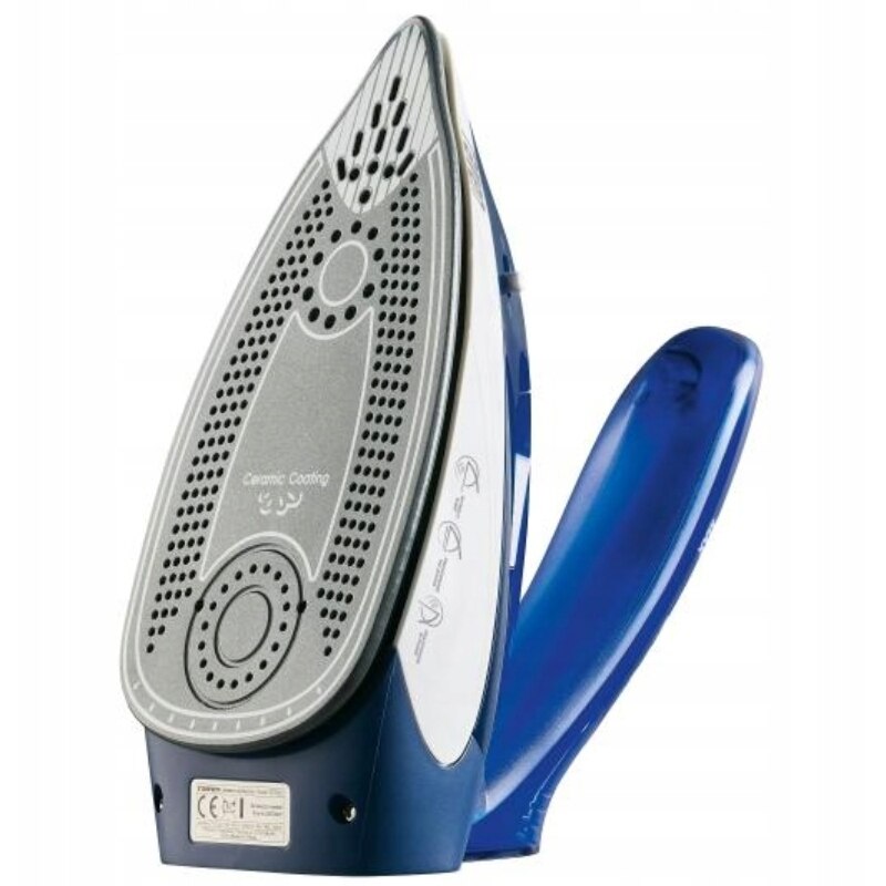 Fier de calcat turistic Raven EZT002X, ceramica, 1100W, alb-albastru, 0,80kg