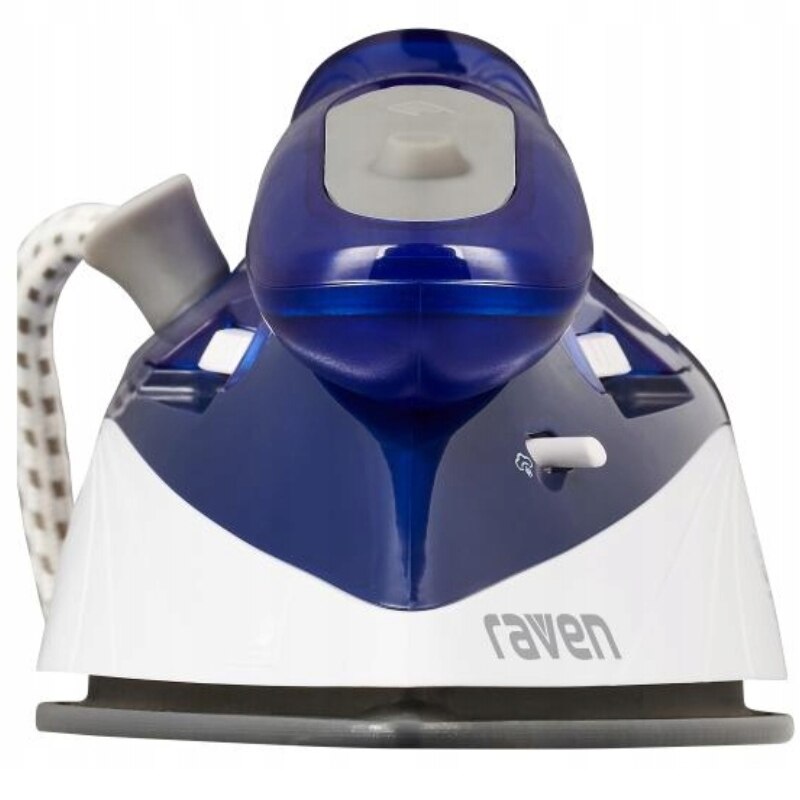 Fier de calcat turistic Raven EZT002X, ceramica, 1100W, alb-albastru, 0,80kg
