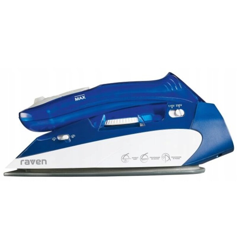 Fier de calcat turistic Raven EZT002X, ceramica, 1100W, alb-albastru, 0,80kg