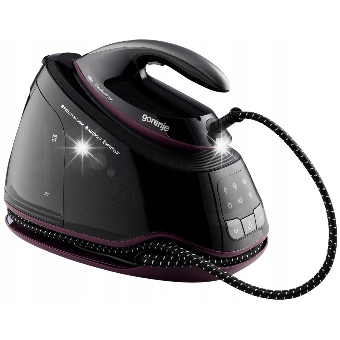 Generator de aburi Gorenje SGD3000BKV, 3000W, 8 bar, ceramica, 1,5l, negru, violet