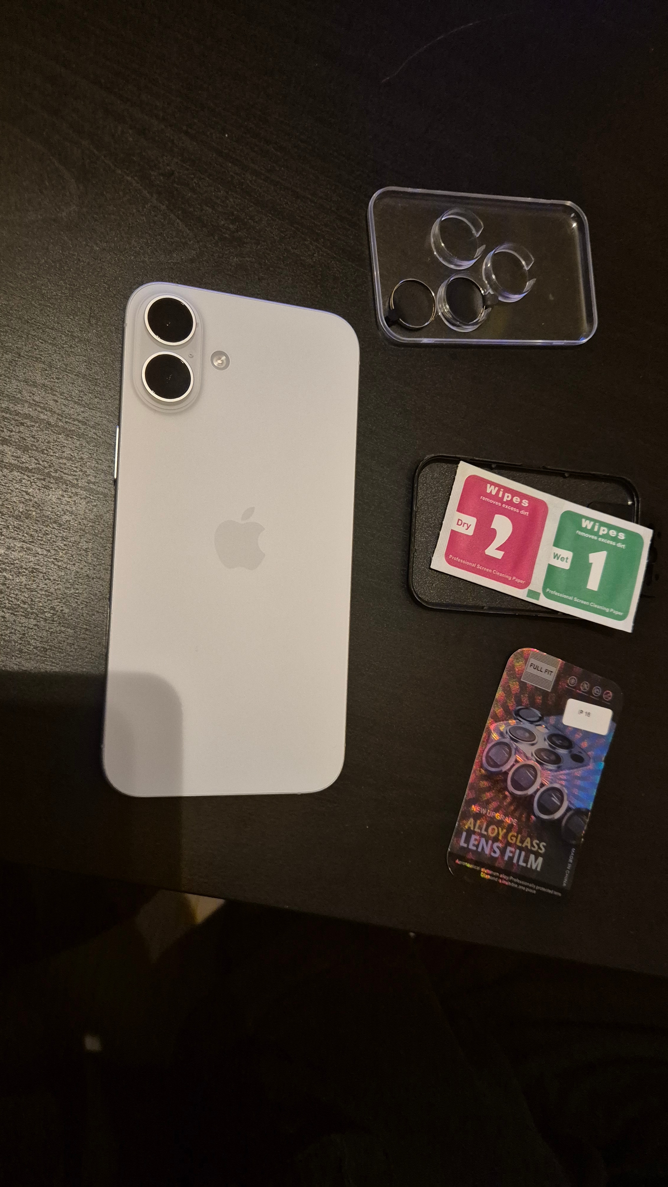 Folie Camera cu Strasuri, Individuala, Compatibila iPhone 16 Plus, Sticla, Negru