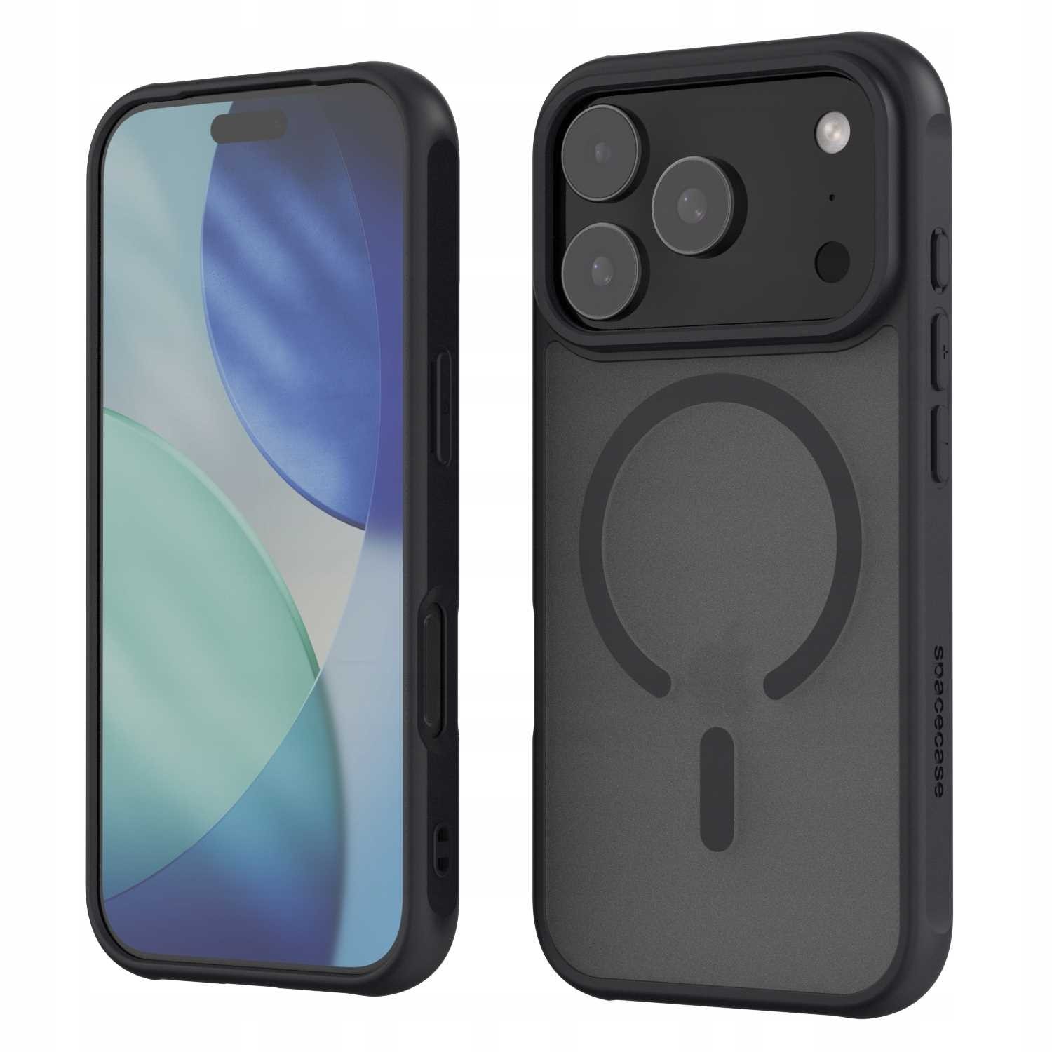 Etui Spacecase Hybrid Mag pentru iPhone 17 Pro, compatibil cu MagSafe, mat, negru