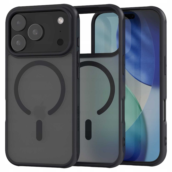 Etui Spacecase Hybrid Mag pentru iPhone 17 Pro, compatibil cu MagSafe, mat, negru