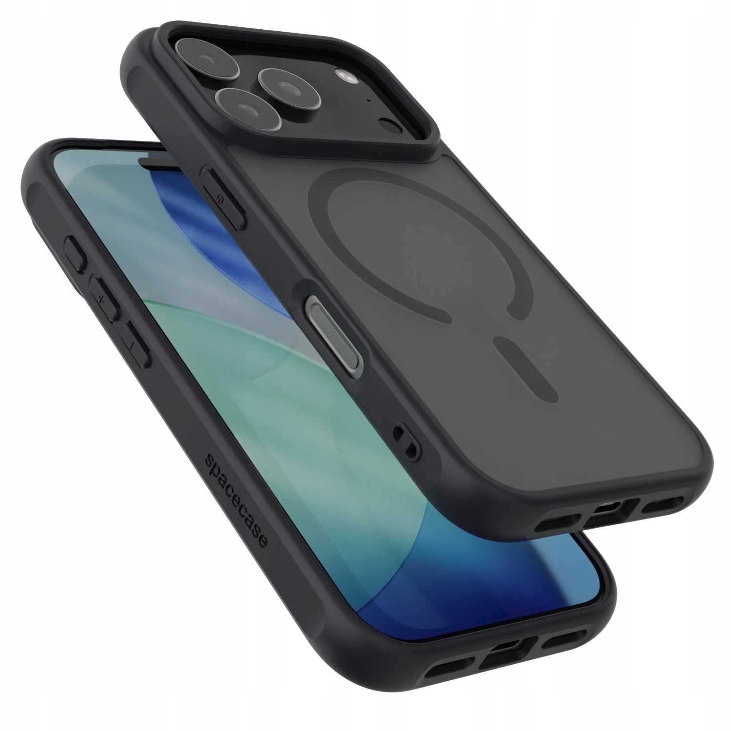 Etui Spacecase Hybrid Mag pentru iPhone 17 Pro, compatibil cu MagSafe, mat, negru