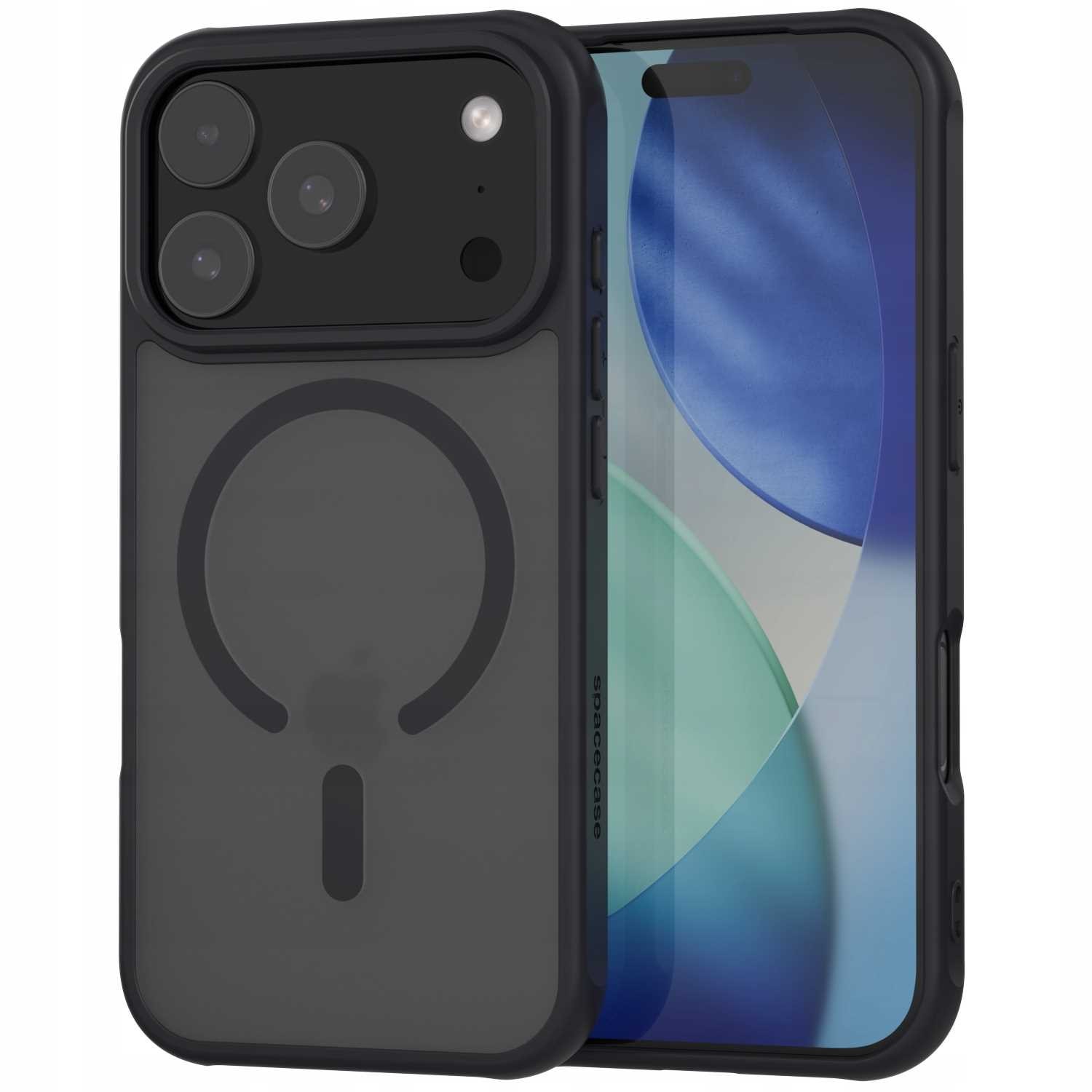 Etui Spacecase Hybrid Mag pentru iPhone 17 Pro, compatibil cu MagSafe, mat, negru