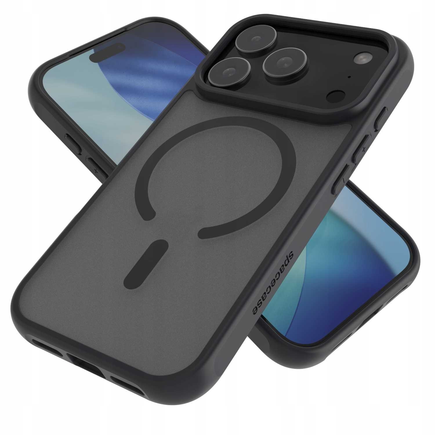 Etui Spacecase Hybrid Mag pentru iPhone 17 Pro, compatibil cu MagSafe, mat, negru