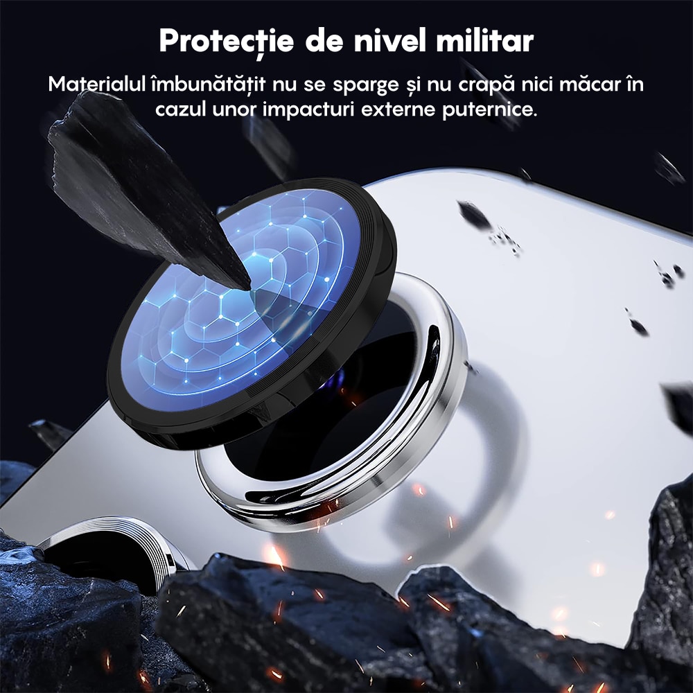 Folie Protectie Lentile Camera compatibila cu Samsung Galaxy A16, CASEY STUDIOS™ MaxDefense+, Ultra HD, Anti Amprente, Anti Zgarieturi, Anti Socuri, Negru