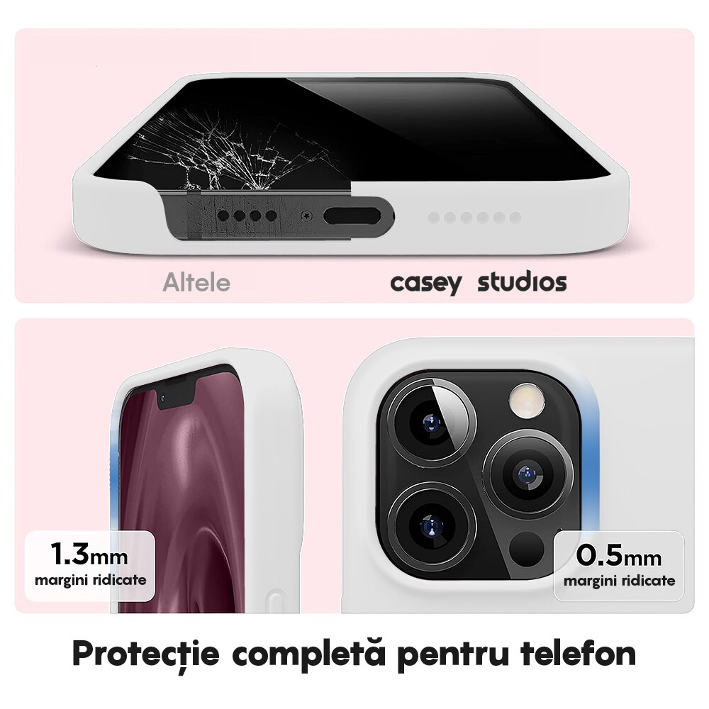 Husa CASEY STUDIOS™ compatibila cu iPhone 12 Pro Max, Soft Silicone Premium, Microfibra in Interior, Alb, de Protectie, Ultra Slim, pentru Incarcare Wireless, Margini Ridicate de Protectia Ecranului si a Camerelor