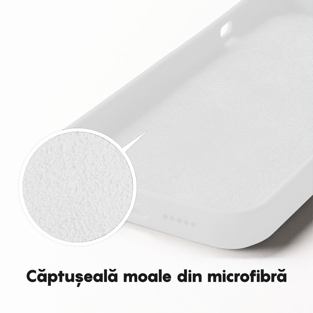 Husa CASEY STUDIOS™ compatibila cu iPhone 12 Pro Max, Soft Silicone Premium, Microfibra in Interior, Alb, de Protectie, Ultra Slim, pentru Incarcare Wireless, Margini Ridicate de Protectia Ecranului si a Camerelor
