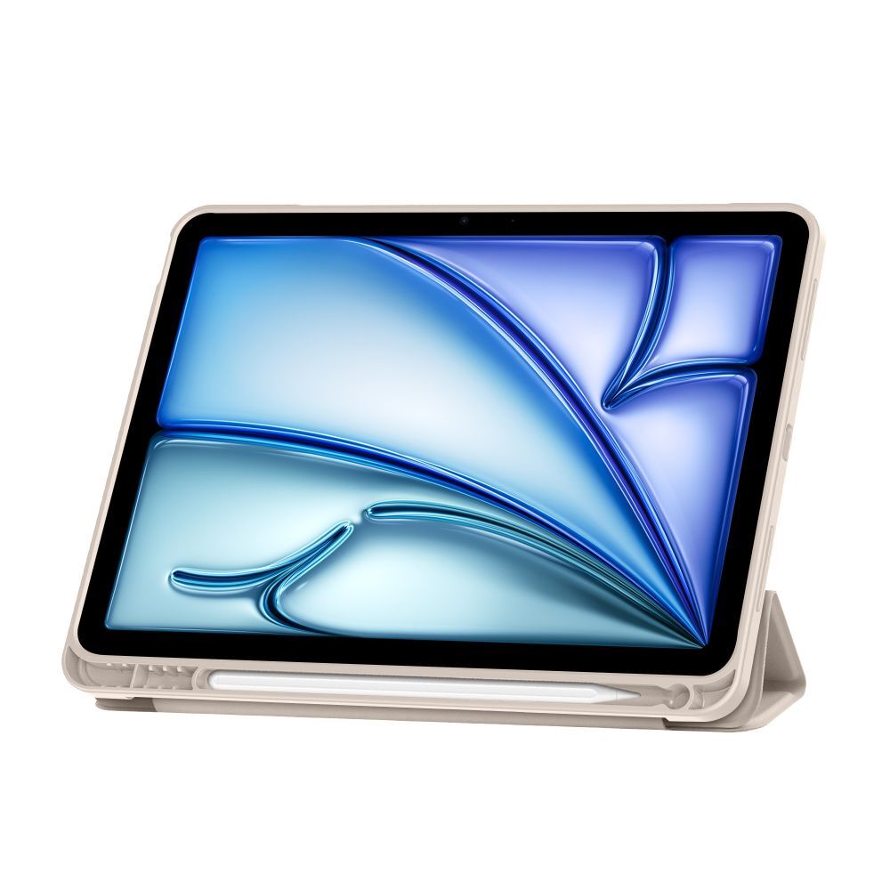 Husa pentru tablete compatibila cu iPad Air 7 (2025, M3, 11 inch) - husă inteligentă de culoare nisipie cu suport pentru creion