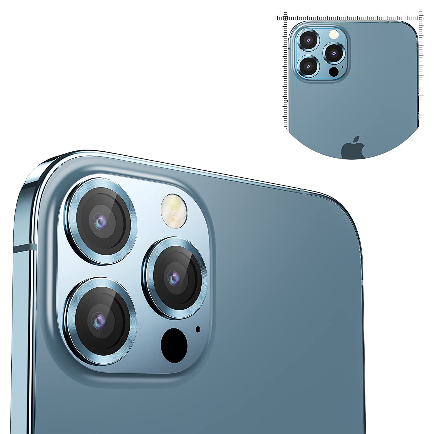 Folie Camera Daden din sticla pentru iPhone 15 Pro Max, Full Cover, Protectie Profesionala, Ultra Rezistenta, Calitate Premium, Albastru