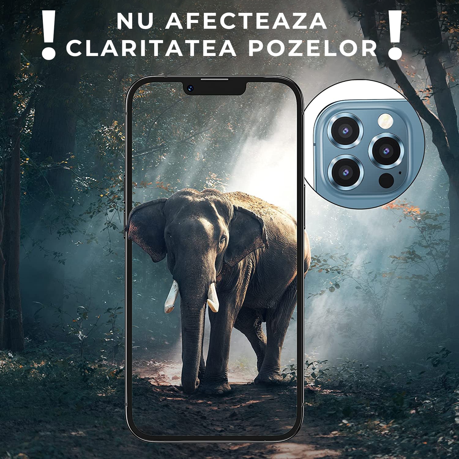 Folie Camera Daden din sticla pentru iPhone 15 Pro Max, Full Cover, Protectie Profesionala, Ultra Rezistenta, Calitate Premium, Albastru