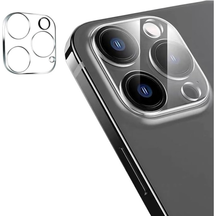 Sticla protectie camera telefon, Full screen, compatibila cu Apple iPhone 17 Pro Max, Sticla Securizata, 9H, Atasare Usoara, Transparent