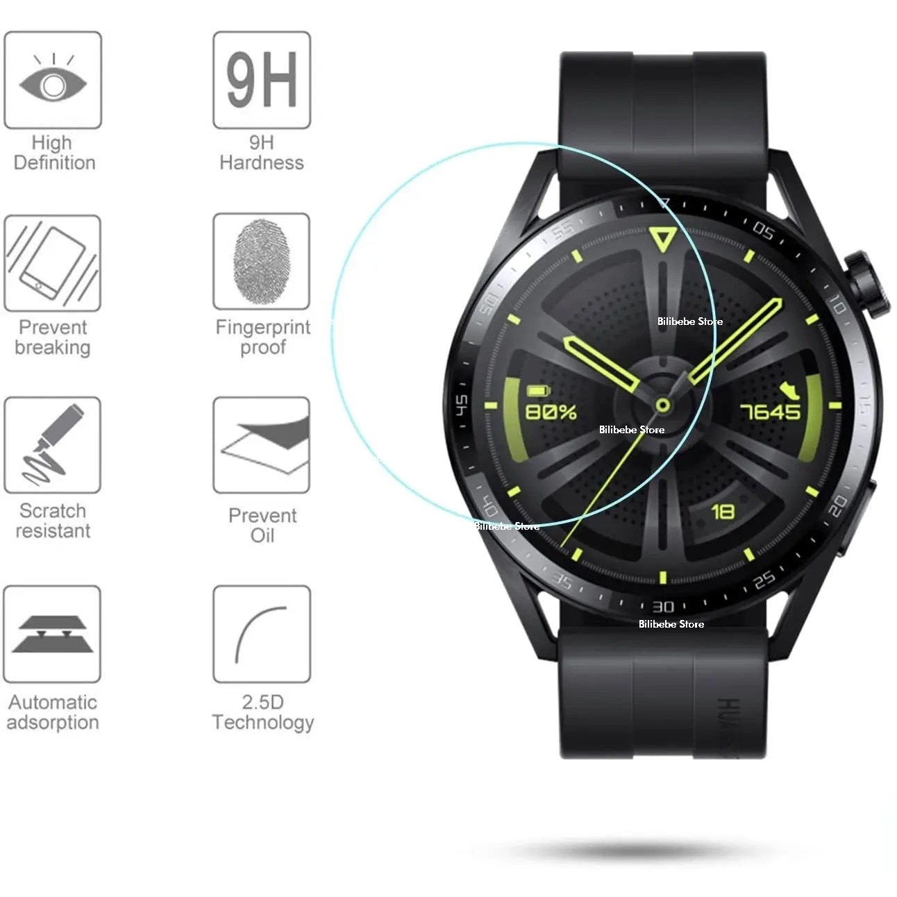 Folie de protectie, Cyrax, Pentru Huawei Watch GT4 41MM, Sticla Securizata 2.5 D, Transparent