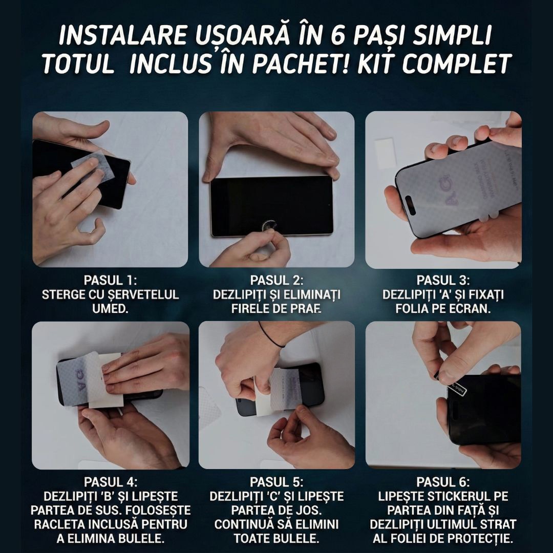 Folie Mata Protectie Fata Hydrogel TPU, Premium pentru iPhone 16, Full Cover 360, Finisaj Mat Anti-Amprente, Auto-Regenerare, Protectie la Socuri si Zgarieturi, Ultra Slim, Montaj Usor Rapid, SIlicon Transparent Mat, Alikommerce AK