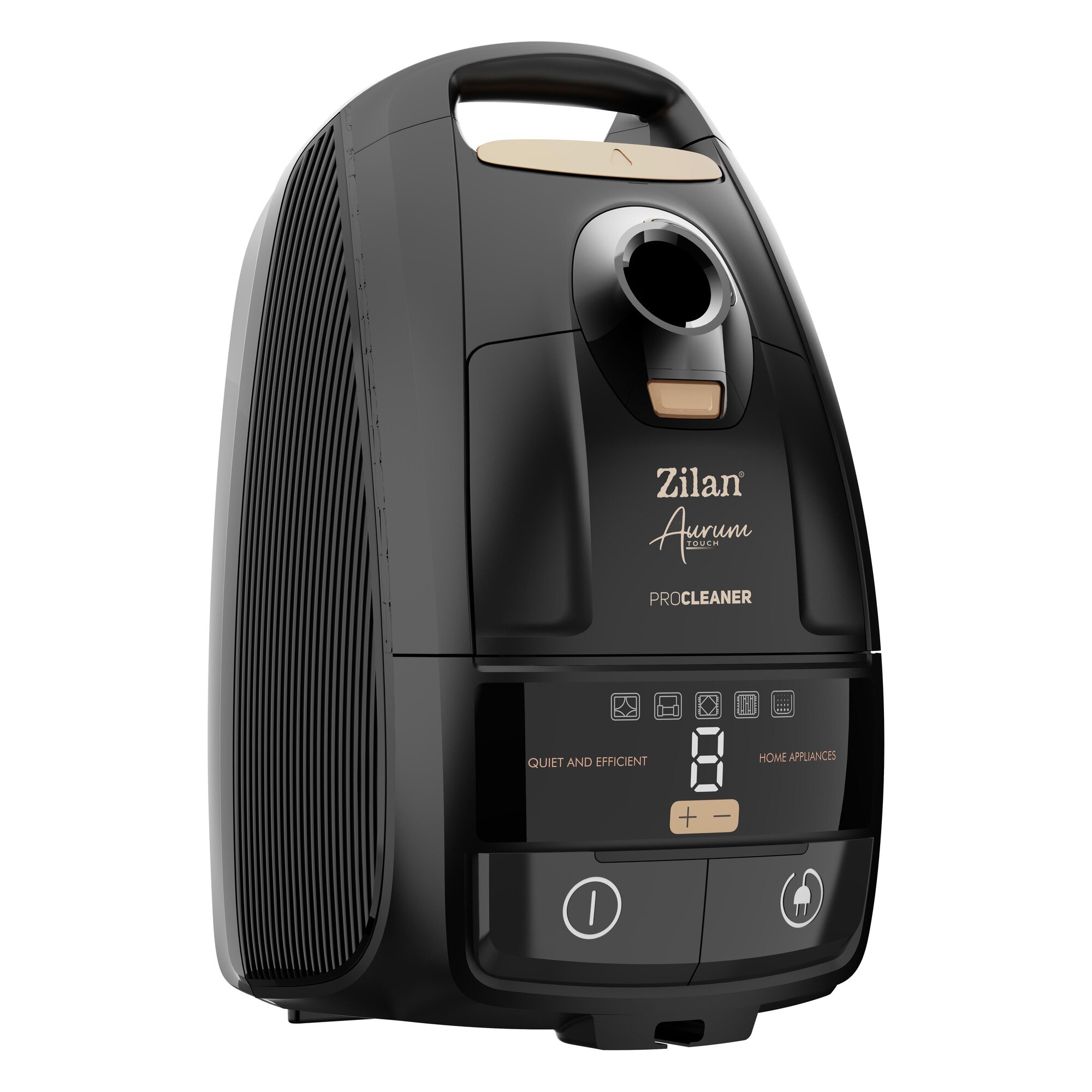 Aspirator cu sac Aurum Zilan ZLN4500, Putere 2400W, Capacitate 5L, Motor din cupru, Furtun pivotant 360°, Telecomanda, Afisaj digital