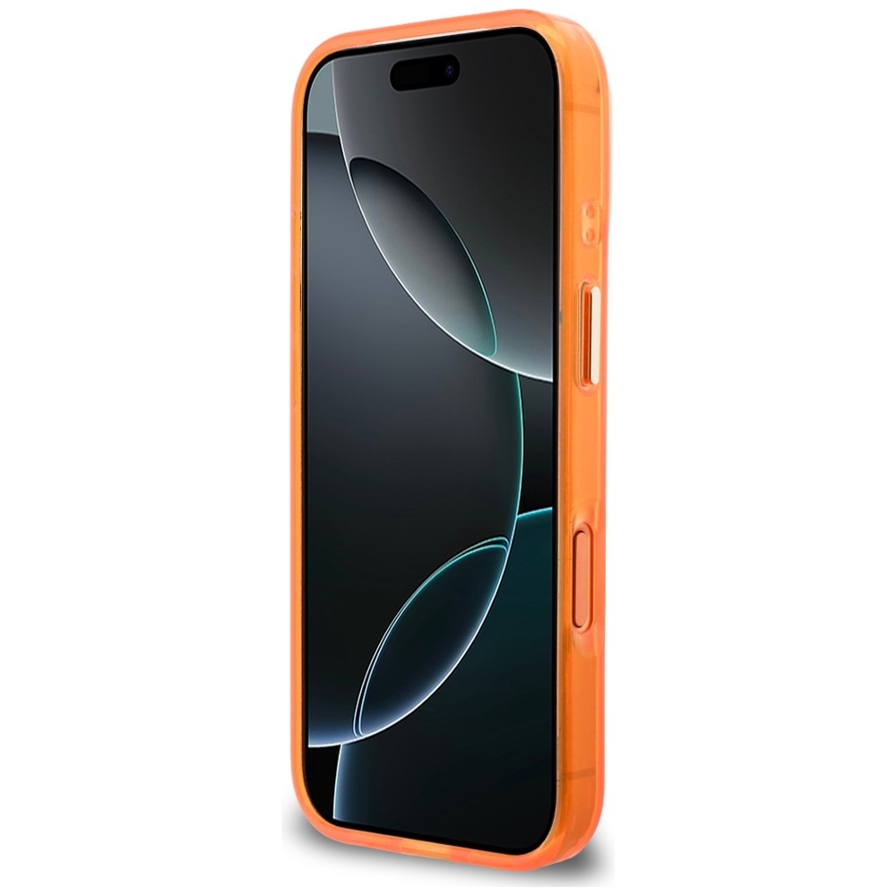 Husă Guess IML 4G Script Metal, portocalie, pentru iPhone 17 Pro Max, din TPU și policarbonat