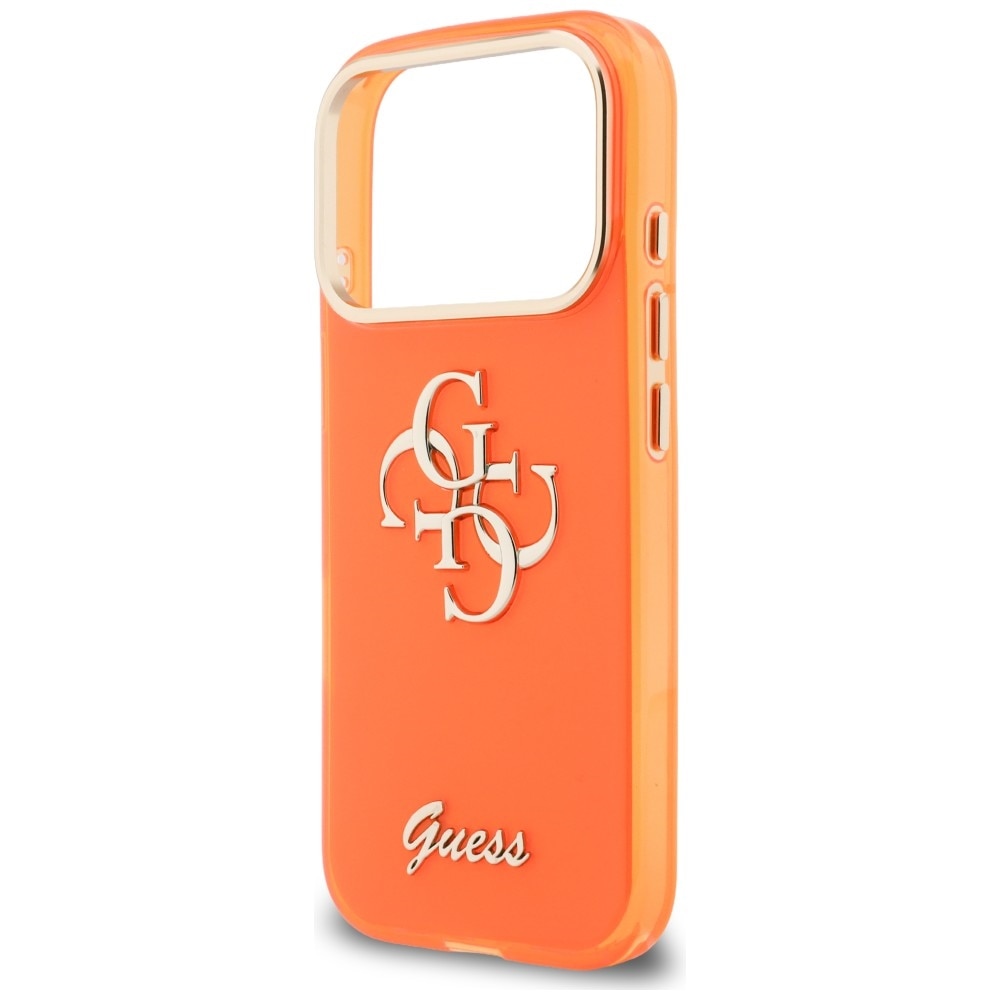 Husă Guess IML 4G Script Metal, portocalie, pentru iPhone 17 Pro Max, din TPU și policarbonat