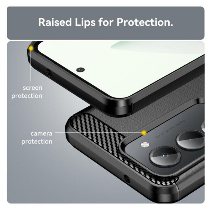 Husa Spate Upzz® Carbon Pro, Compatibila Cu Xiaomi Redmi 15 4G / 5G, Protectie Perfecta, Silicon, Negru