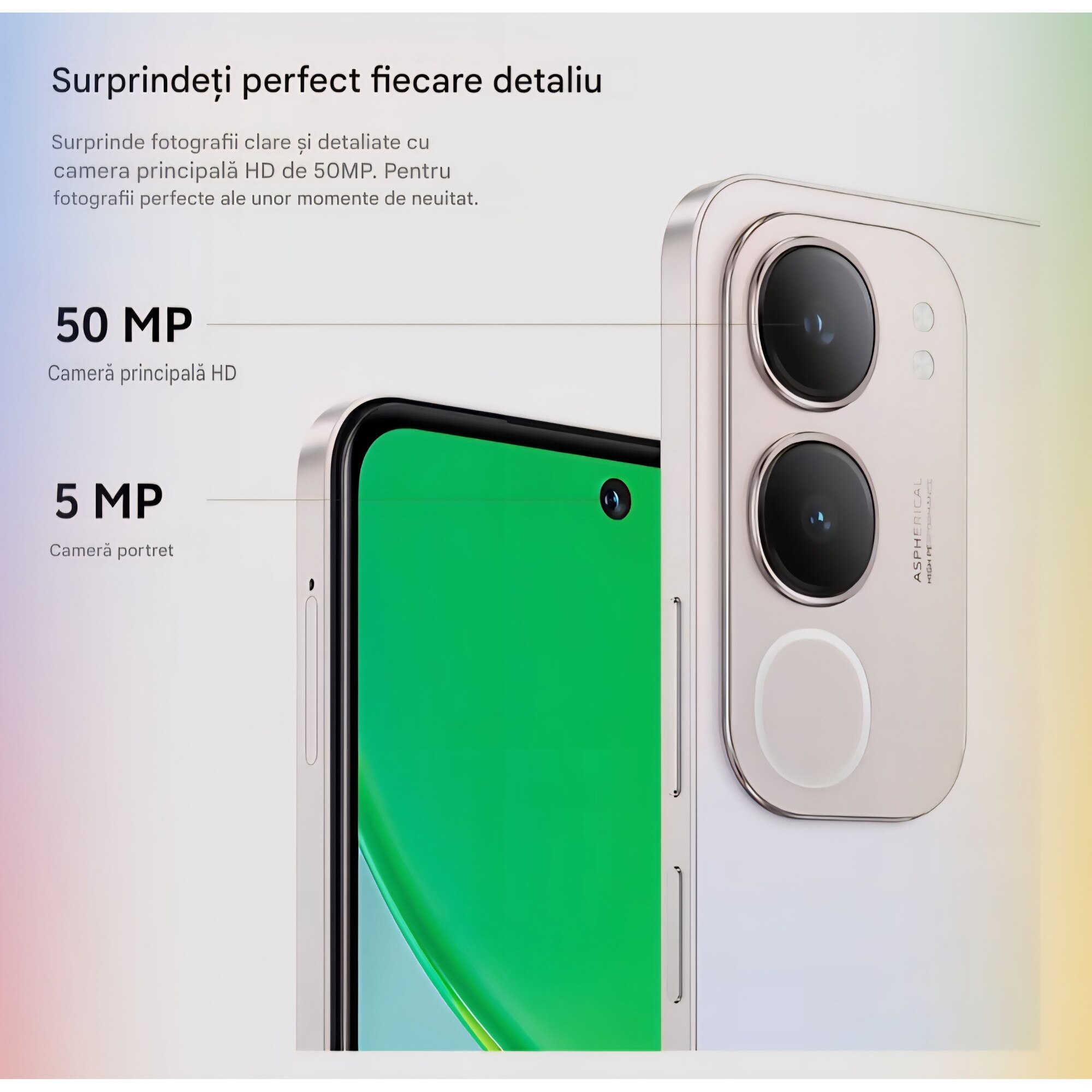 Telefon mobil vivo Y19s, Dual SIM, 6GB RAM + 128GB stocare, RAM extins 6GB, ecran LCD 6.68" 90Hz, camera 50 MP, baterie 5150 mAh, NFC, IP64, gri