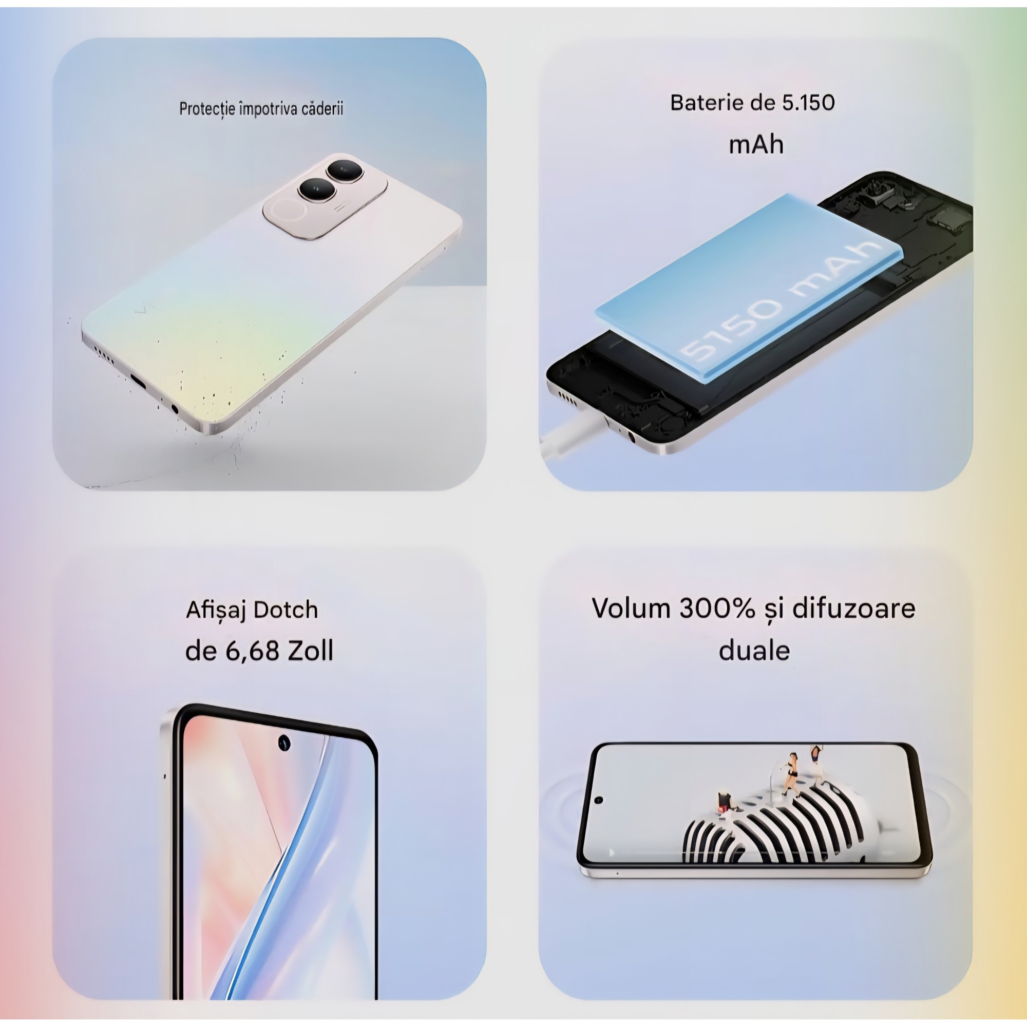 Telefon mobil vivo Y19s, Dual SIM, 6GB RAM + 128GB stocare, RAM extins 6GB, ecran LCD 6.68" 90Hz, camera 50 MP, baterie 5150 mAh, NFC, IP64, gri