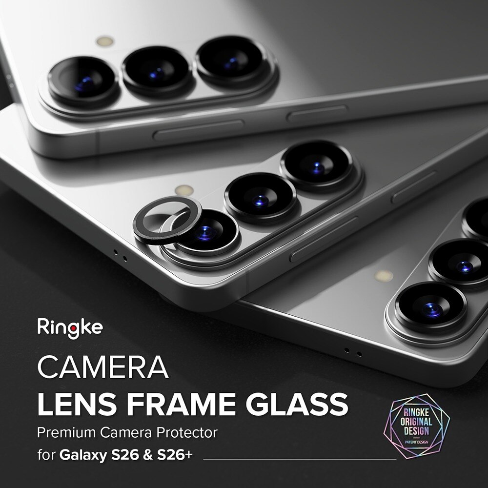 Folie Camera pentru Samsung Galaxy S26 / S26 Plus Ringke Lens Frame Glass, Aplicator automat, Instalare usoara, Protectie ridicata, Calitate Premium, Negru