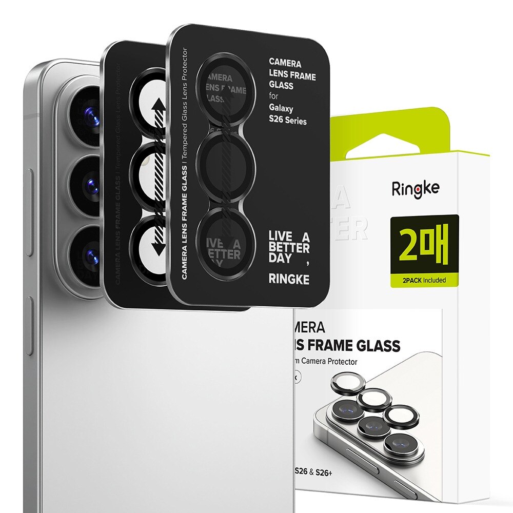 Folie Camera pentru Samsung Galaxy S26 / S26 Plus Ringke Lens Frame Glass, Aplicator automat, Instalare usoara, Protectie ridicata, Calitate Premium, Negru
