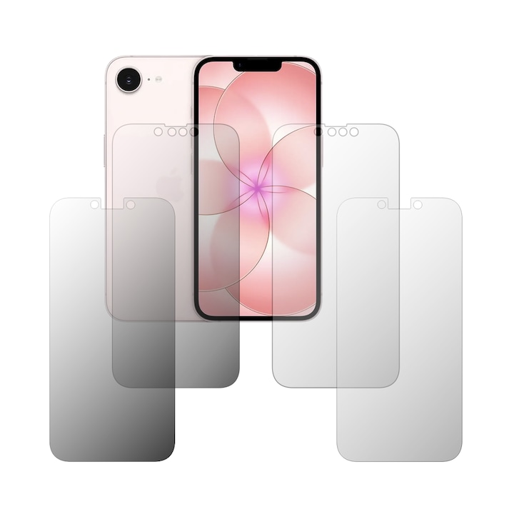 Set 4X Folie Protectie Ecran Folie24, pentru Apple iPhone 17e, 2X Ultra-Clear + 2X Mate, Acoperire Full-Display si Case-Friendly, Adezive, Flexibile cu Auto Regenerare