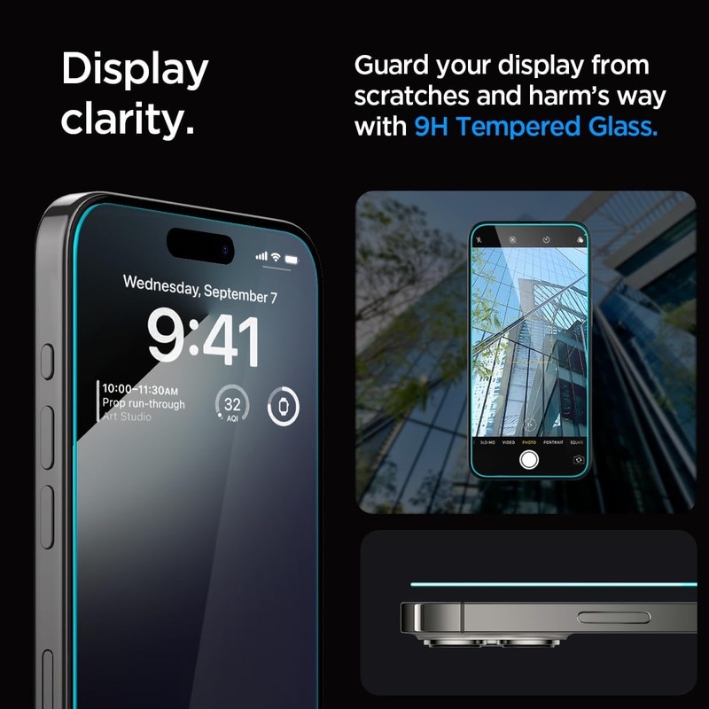 Folie protectie sticla securizata, HD, 3D, transparenta, pentru iPhone 15/iPhone 14 Pro/iPhone 16