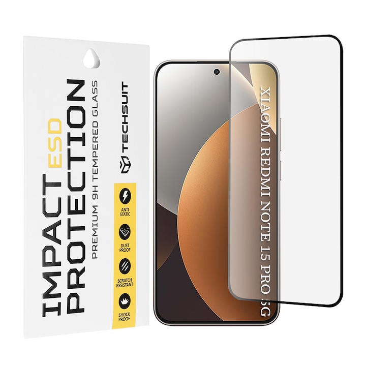Folie pentru Xiaomi Redmi Note 15 Pro 5G - Techsuit ESD Glass - Black