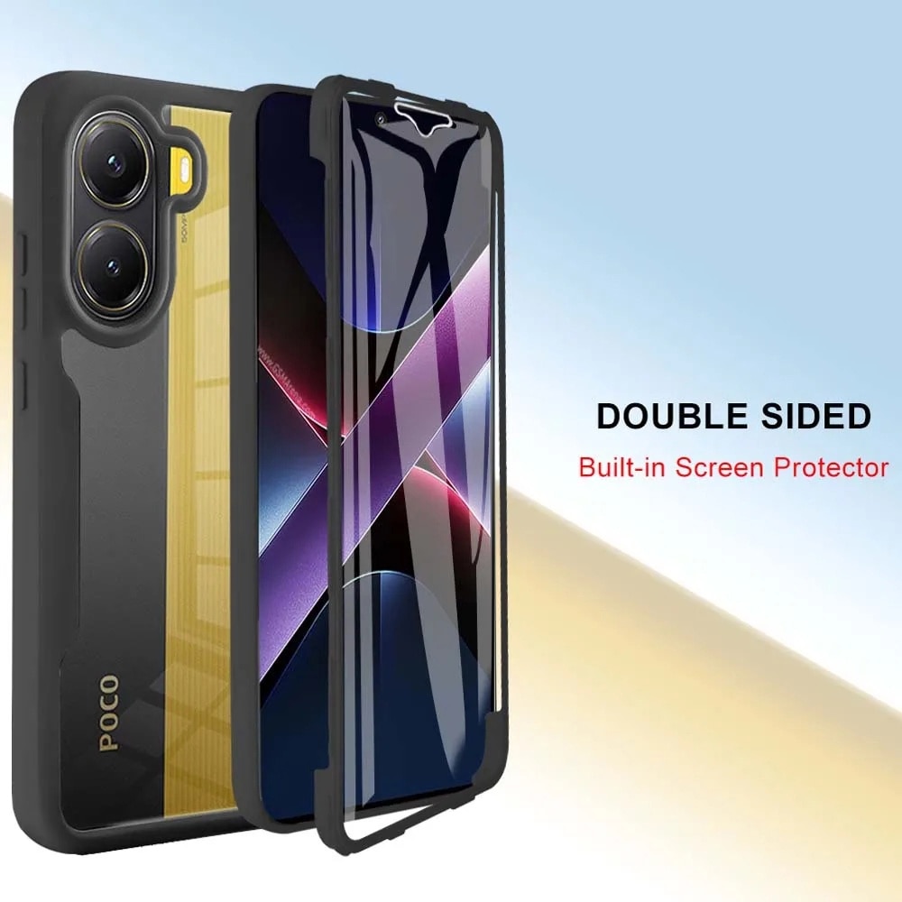 Pachet 360: Husa cu folie integrata pentru Poco X7 Pro Cover360 fata / spate - Negru
