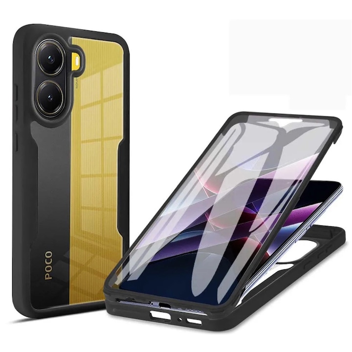 Pachet 360: Husa cu folie integrata pentru Poco X7 Pro Cover360 fata / spate - Negru