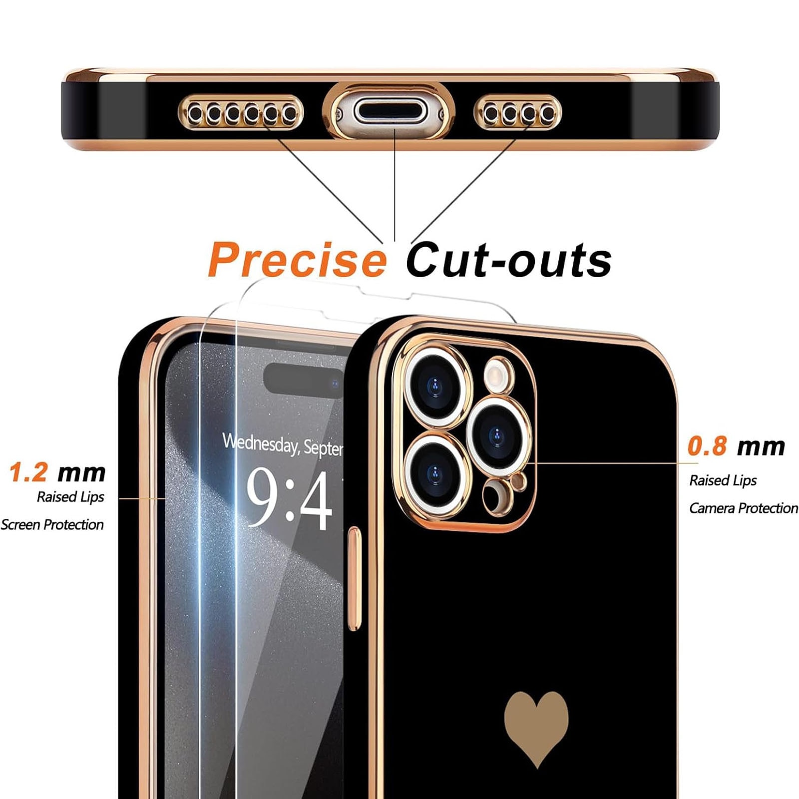 Husa telefon compatibila iPhone 16 plus, Hggzeg, Husa protectie, Antizgarieturi si rezistent la socuri, Margini ridicate pentru protectia ecranului, Protectie Camera, Usor de instalat, TPU, Negru