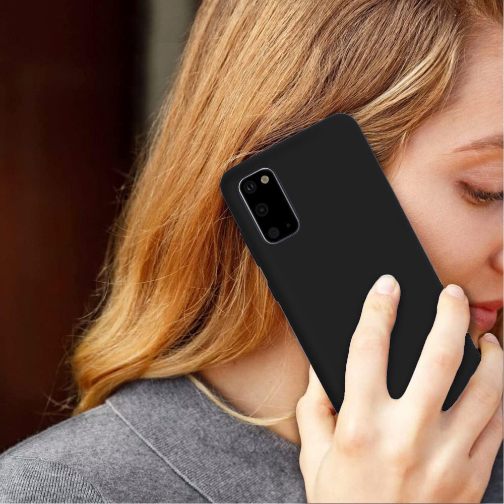 Husa CASEY STUDIOS™ compatibila cu Samsung Galaxy S20, Soft Silicone Premium, Microfibra in Interior, de Protectie, Ultra Slim, pentru Incarcare Wireless, Margini Ridicate pentru Protectia Ecranului si a Camerelor, Negru