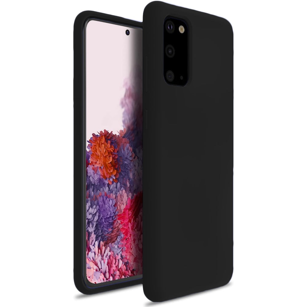 Husa CASEY STUDIOS™ compatibila cu Samsung Galaxy S20, Soft Silicone Premium, Microfibra in Interior, de Protectie, Ultra Slim, pentru Incarcare Wireless, Margini Ridicate pentru Protectia Ecranului si a Camerelor, Negru
