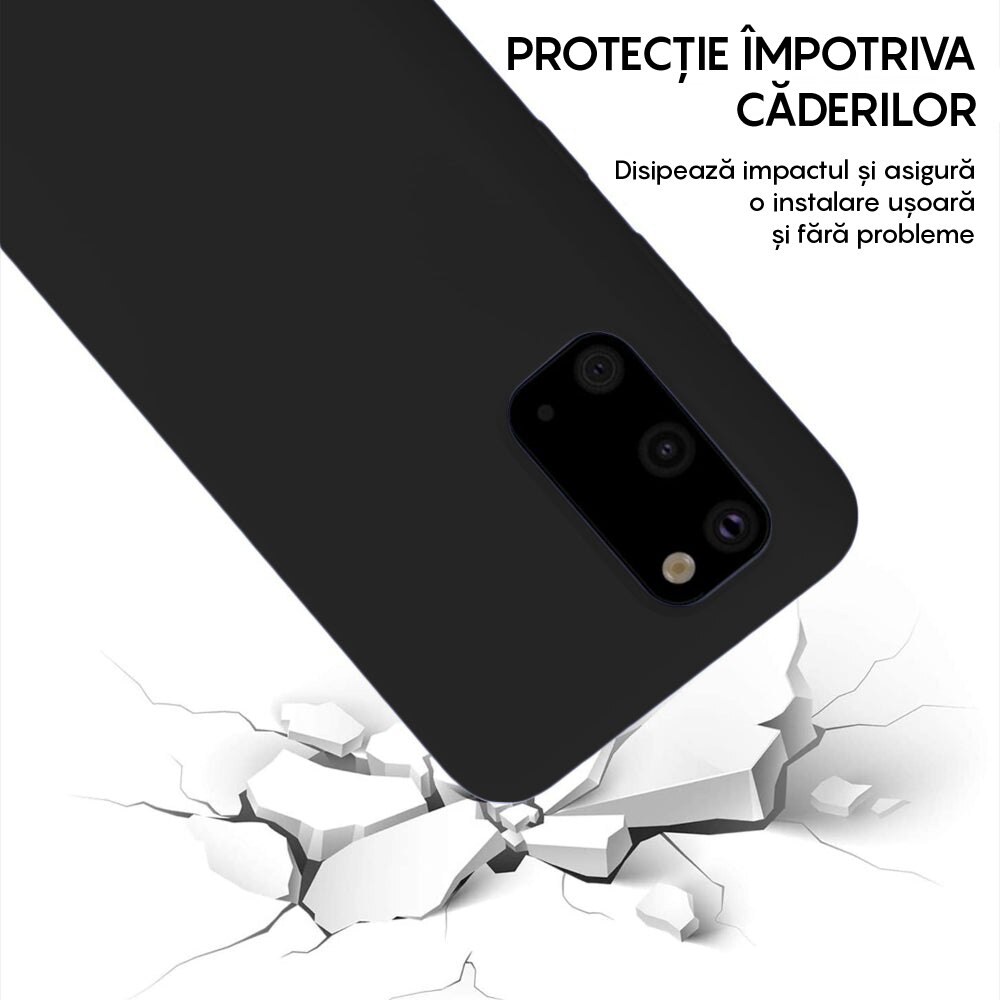 Husa CASEY STUDIOS™ compatibila cu Samsung Galaxy S20, Soft Silicone Premium, Microfibra in Interior, de Protectie, Ultra Slim, pentru Incarcare Wireless, Margini Ridicate pentru Protectia Ecranului si a Camerelor, Negru