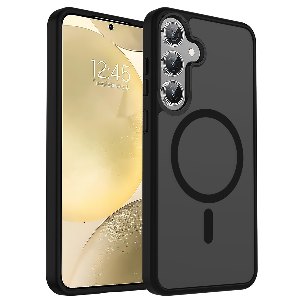 Husa compatibila cu Incarcare Magsafe pentru Samsung Galaxy S24 Plus, CASEY STUDIOS™, de Protectie, Slim, pentru Incarcare Wireless, Margini Ridicate pentru Protectia Ecranului si a Camerelor, Negru