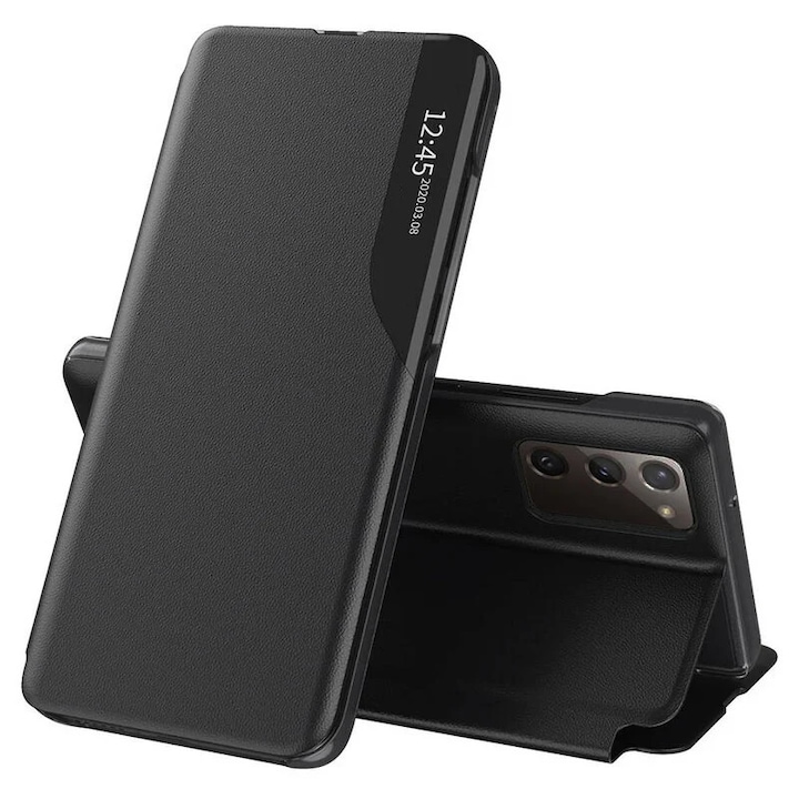 Husa pentru Samsung Galaxy S20 FE / Galaxy S20 FE 5G, SKYDDAR INNOVATION, eFold, tip carte, set cu sticker, Negru