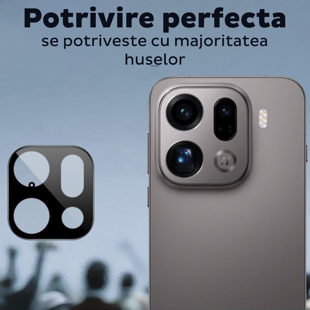 Folie Camera Daden din sticla pentru Oppo Find X9 Pro, Full Cover, Protectie Profesionala, Ultra Rezistenta, Calitate Premium, Negru