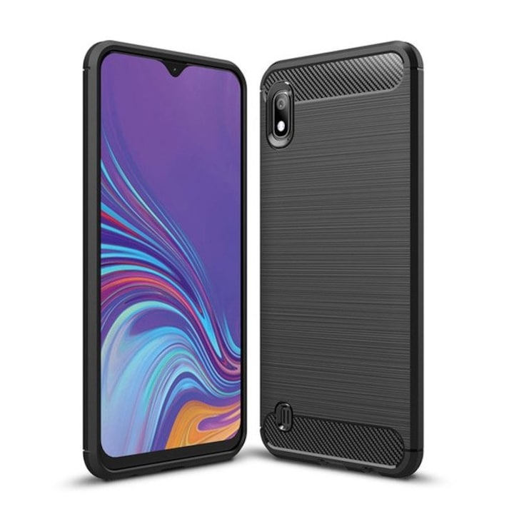 Husa pentru Samsung Galaxy A10 / M10, Techsuit Carbon Silicone, Black